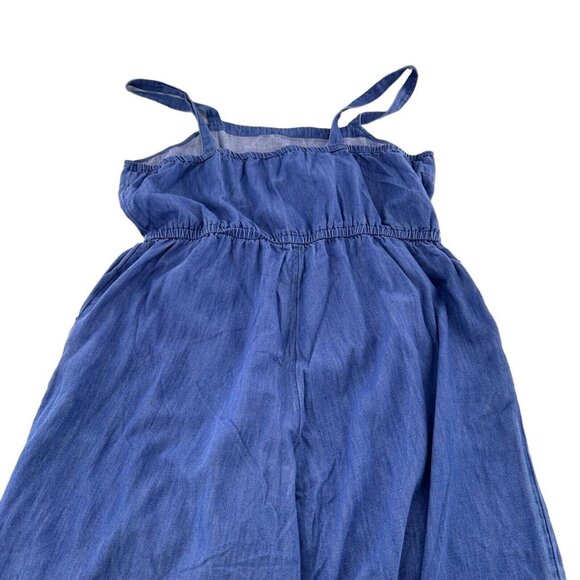 Old Navy Jumpsuit Blue Chambray Denim Pockets XL Elastic Waist Square Neck - Picture 10 of 16